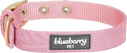 Blueberry Pet 6 Colors The Most Coveted Designer Mixed Metallic Thread Adjustable Dog Collar in Dazzling Tinsel Pink with Metal Buckle, Neck 7.5-10", for Small Breed