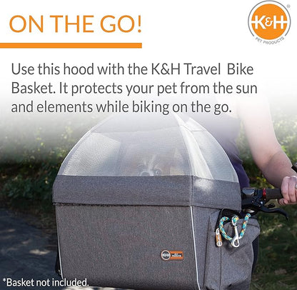 K&H Pet Products Travel Bike Basket Hood for Pets Classy Gray Large 12.5 X 16 X 13 Inches