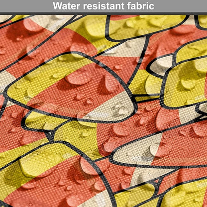 Lunarable Candy Corn Dog Crate Cover, Continuous Illustration of Cartoon Style Traditional Halloween Items, Easy to Use Pet Kennel Cover for Medium Large Dogs, 36 Inch, Vermilion Mustard