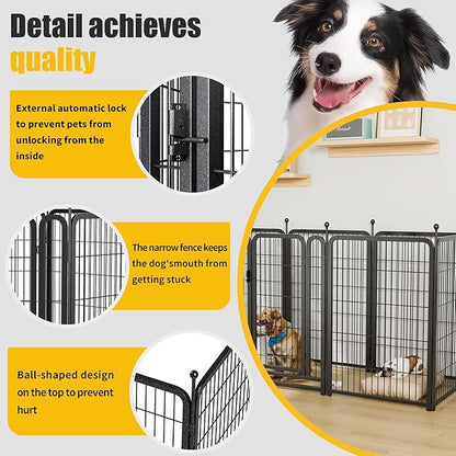 40" H Dog Crate Dog Playpen 8 Panels Furniture Heavy Duty Dog Fence Door with Side Openings,for Large Medium Small Dogs Indoor Outdoor Foldable Pet Exercise Pen,Black