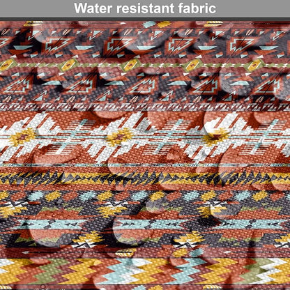 Lunarable Aztec Dog Crate Cover, Ornate Rich Motifs in Autumn Colors Geometric and Floral Design Old Tribal, Easy to Use Pet Kennel Cover for Medium Large Dogs, 48 Inch, Orange Yellow Blue