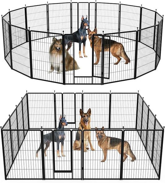 HealSmart Dog Playpen Indoor, Puppy Playpen Indoor Outdoor for Yard, Camping, RV, 40" Height 16 Panels Heavy Duty Dog Pen for Medium/Large Dogs, Black