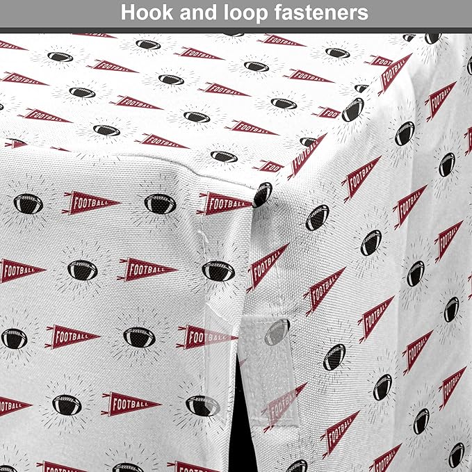 Lunarable Football Dog Crate Cover, Sportss Pennants Balls with Retro Burst Effect Graphic Game, Easy to Use Pet Kennel Cover for Small Dogs Puppies Kittens, 18 Inch, Maroon Black White