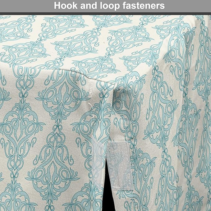 Lunarable Damask Blue Dog Crate Cover, Vintage Antique Pattern with Classic Victorian Motif, Easy to Use Pet Kennel Cover for Small Dogs Puppies Kittens, 18 Inch, Eggshell Pale Cadet Blue