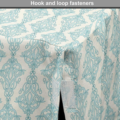 Lunarable Damask Blue Dog Crate Cover, Vintage Antique Pattern with Classic Victorian Motif, Easy to Use Pet Kennel Cover for Small Dogs Puppies Kittens, 18 Inch, Eggshell Pale Cadet Blue