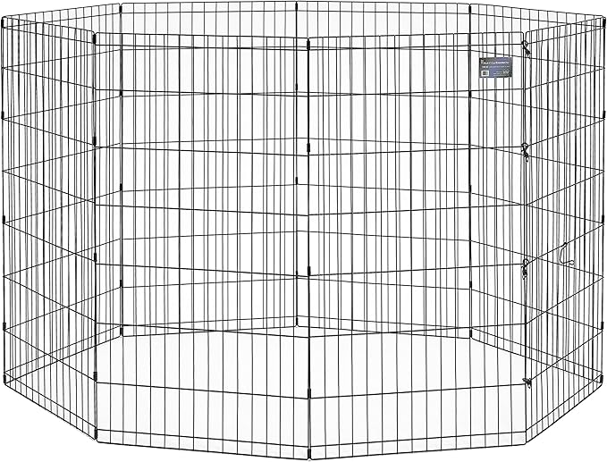 MidWest Homes for Pets Dog Exercise Pen & Playpen, 24" W x 48" H, No Door, Black