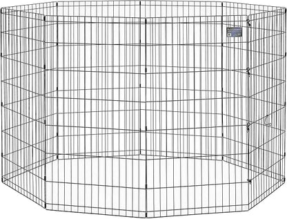 MidWest Homes for Pets Dog Exercise Pen & Playpen, 24" W x 48" H, No Door, Black