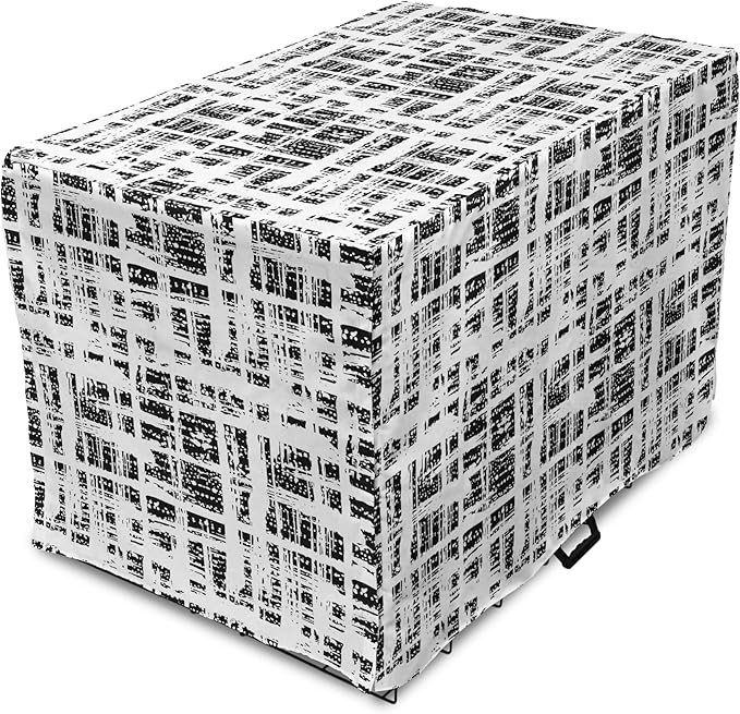 Ambesonne Black and White Dog Crate Cover, Watercolor Stained Pattern Tie Dye Digital Print Shibori Inspired Hippie, Easy to Use Pet Kennel Cover for Cats & Medium Dogs, 30 Inch, White Black