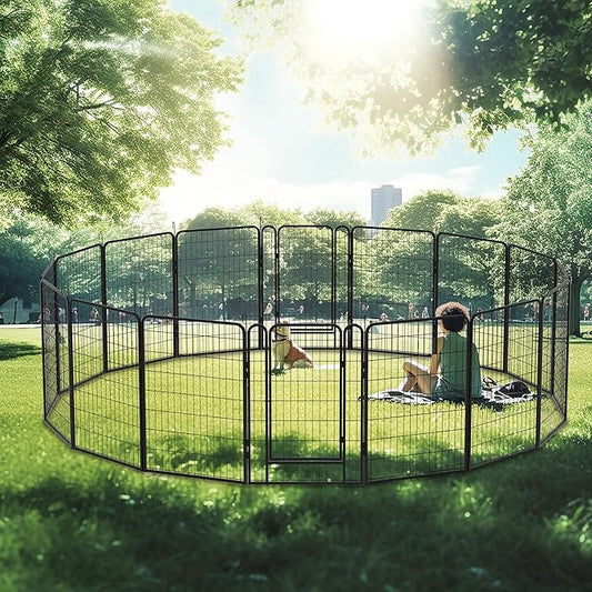 KEIKI 12 Panels 39.37" H Heavy Duty Metal Playpen with Door for Dog Fence,Pet Exercise Pen Versatile Shape for Outdoor Indoor