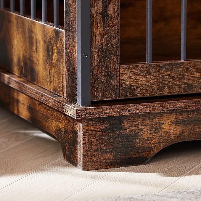 Dog Crate Furniture, Dog House Indoor with Sliding Barn Door, 35" Wood Dog Crate Heavy Duty Dog Kennels Decorative Dog Crate for Small/Medium/Large Dog Brown