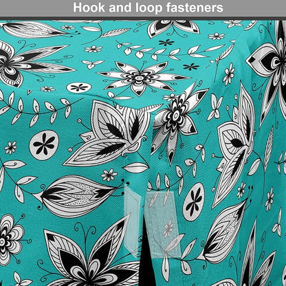 Lunarable Flower Dog Crate Cover, Abstract Monochrome Floral with Botanical Items, Easy to Use Pet Kennel Cover for Small Dogs Puppies Kittens, 22 Inch, Seafoam Grey