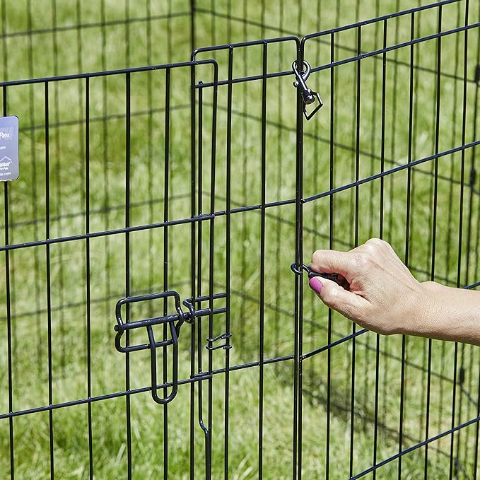 MidWest Homes for Pets Dog Exercise Pen & Playpen, 24" W x 24" H, with Door, Black