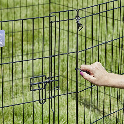 MidWest Homes for Pets Dog Exercise Pen & Playpen, 24" W x 24" H, with Door, Black