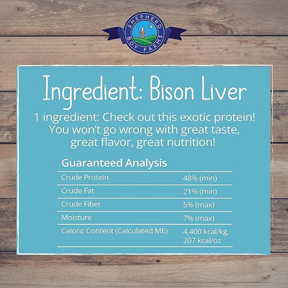 Freeze Dried Dog and Cat Treats, Bison Liver, All Natural Freeze-Dried Dog Treat & Dog Snacks, Made in USA, High in Protein, Essential Nutrition of Raw Dog Food, 8oz