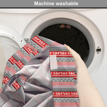 Lunarable Aztec Dog Crate Cover, Bird Motifs Abstract Indigenous Style Squares Latin American Inspired, Easy to Use Pet Kennel Cover for Medium Large Dogs, 36 Inch, Red Black White