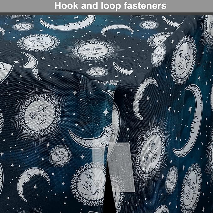 Ambesonne Sun and Moon Dog Crate Cover, Heavenly Bodies in Starry Night Sky Graphic Theme, Easy to Use Pet Kennel Cover for Medium Large Dogs, 48 Inch, Blue Grey