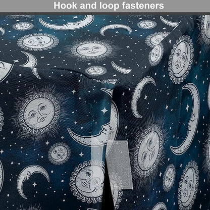 Ambesonne Sun and Moon Dog Crate Cover, Heavenly Bodies in Starry Night Sky Graphic Theme, Easy to Use Pet Kennel Cover for Small Dogs Puppies Kittens, 22 Inch, Blue Grey