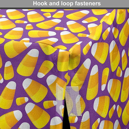 Lunarable Candy Corn Dog Crate Cover, Halloween Themed Pattern of Irregular Tasty Junk Food for Comfort, Easy to Use Pet Kennel Cover for Medium Large Dogs, 42 Inch, Violet Earth Yellow
