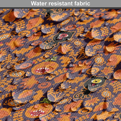 Lunarable Vintage Halloween Dog Crate Cover, Halloween Themed Elements on a Purple Background Scary Mosters, Easy to Use Pet Kennel Cover for Medium Large Dogs, 48 Inch, Dark Purple Orange