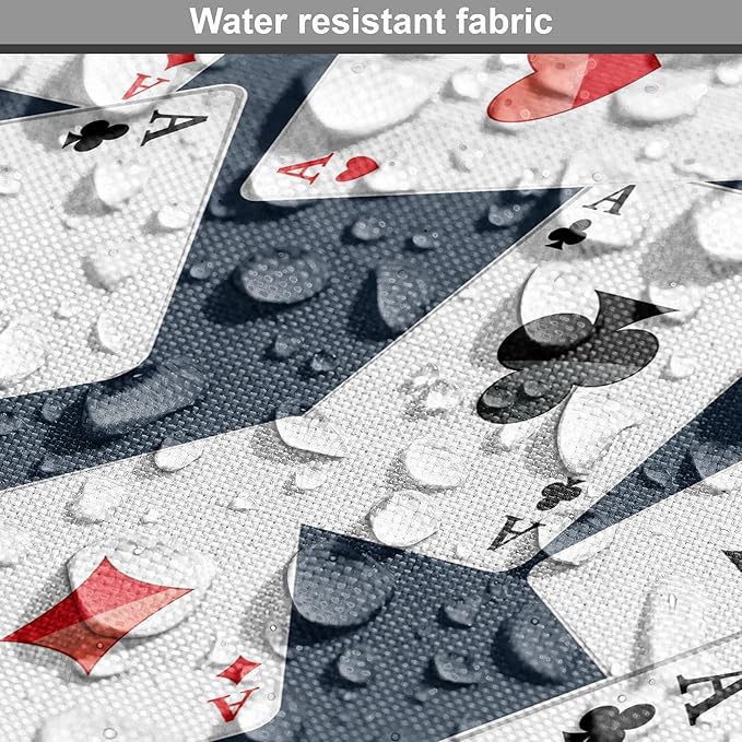 Lunarable Casino Dog Crate Cover, Realistic Style Random Scattered Playing Cards Leisure Time Hobby Games, Easy to Use Pet Kennel Cover for Medium Large Dogs, 42 Inch, Cadet Blue Black Red