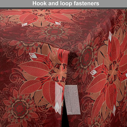 Lunarable Burgundy Dog Crate Cover, Flourishing Nature Garden Inspired Flowers Pattern Psychedelic Look, Easy to Use Pet Kennel Cover for Medium Large Dogs, 36 Inch, Burgundy Coral Tan