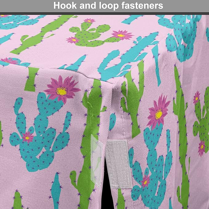Lunarable Succulent Dog Crate Cover, Pastel Cactus Plants Flowering Desert Botany Foliage in, Easy to Use Pet Kennel Cover for Cats & Medium Dogs, 24 Inch, Pale Pink Sky Blue Green