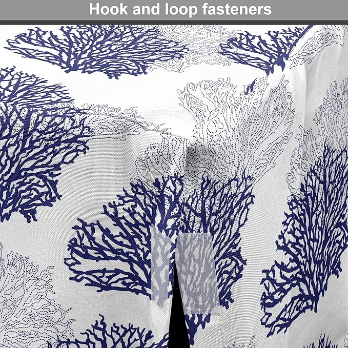 Lunarable Blue Nautical Dog Crate Cover, Demonstration of Coral Sea Plantation Drawings on a Plain Background, Easy to Use Pet Kennel Cover for Cats & Medium Dogs, 24 Inch, Night Blue White
