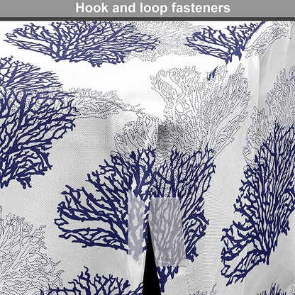 Lunarable Blue Nautical Dog Crate Cover, Demonstration of Coral Sea Plantation Drawings on a Plain Background, Easy to Use Pet Kennel Cover for Cats & Medium Dogs, 24 Inch, Night Blue White