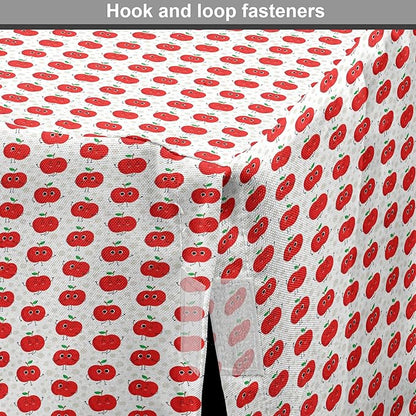 Lunarable Fruits Dog Crate Cover, Apple Fruit on Faded Dots Backdrop Fun Happy Pattern, Easy to Use Pet Kennel Cover for Medium Large Dogs, 42 Inch, Red Green Black