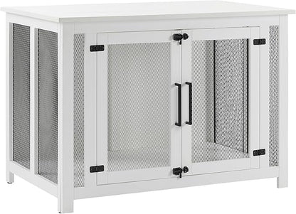 Crosley Furniture Dane Credenza Console Table Dog Crate Kennel for Pets, White