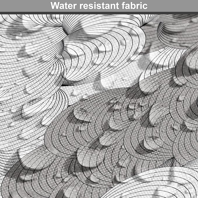 Lunarable Abstract Dog Crate Cover, Seigaiha Inspired Lines Curvy Elements Illustration in Greyscale Tones Print, Easy to Use Pet Kennel Cover for Medium Large Dogs, 36 Inch, Pale Taupe Grey