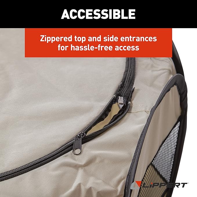 Lippert Soft-Sided, Foldable and Portable Pet Playpen for Camping, Large/X-Large (2021150642), Tan