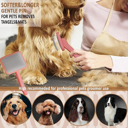 Slicker Grooming Brush for Poodles, Goldendoodles and Long-Haired Dogs - Soft Pins for Thick, Fluffy Fur Grooming and Shedding Control (Large)