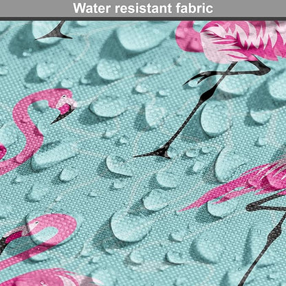 Lunarable Turquoise Dog Crate Cover, Repetitive Pink Flamingos on Wavy Water Background Vivid Colors Graphic, Easy to Use Pet Kennel Cover for Small Dogs Puppies Kittens, 18 Inch, Pink Seafoam