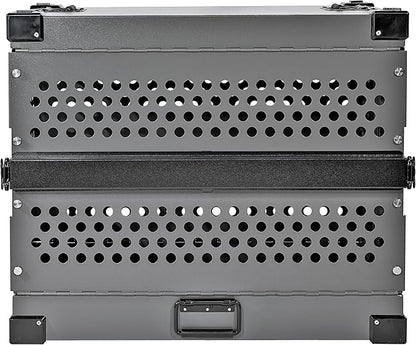 Heavy Duty Fully Collapsible Powder-Coated Aluminum Dog Crate - Small (Gray)