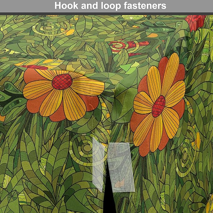 Ambesonne Floral Dog Crate Cover, Funky Flower Foliage Bush with Fractal Retro Jungle Art Design, Easy to Use Pet Kennel Cover for Medium Large Dogs, 42 Inch, Olive Green