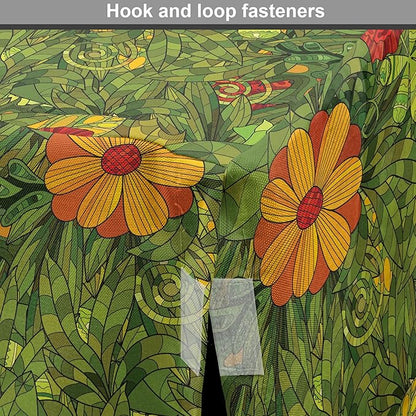 Ambesonne Floral Dog Crate Cover, Funky Flower Foliage Bush with Fractal Retro Jungle Art Design, Easy to Use Pet Kennel Cover for Medium Large Dogs, 42 Inch, Olive Green