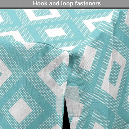 Lunarable Geometric Dog Crate Cover, Nested Diagonal Squares with Tiny Polka Dots Symmetric Repetition, Easy to Use Pet Kennel Cover for Small Dogs Puppies Kittens, 18 Inch, White and Pale Teal