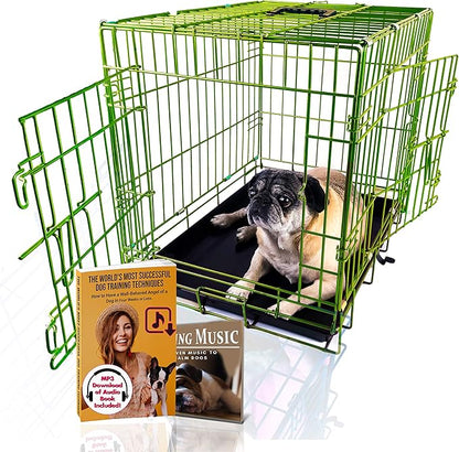 PET Expressions Luxury Colorful 24 Inch Foldable Dog Crate with 2 Doors | Free Training Ebook and Pet Calming Music | 3 Colors & 3