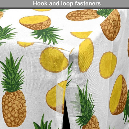 Lunarable Pineapple Dog Crate Cover, Sliced in Half Ananas Exotic Fruit Rhythmic Retro Look Print, Easy to Use Pet Kennel Cover for Cats & Medium Dogs, 24 Inch, Mustard Fern Green