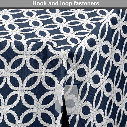 Ambesonne Navy Blue Dog Crate Cover, Marine in Geometric Pattern Design Ocean Travel Cruise Mosaic Ornament, Easy to Use Pet Kennel Cover for Cats & Medium Dogs, 30 Inch, Blue White