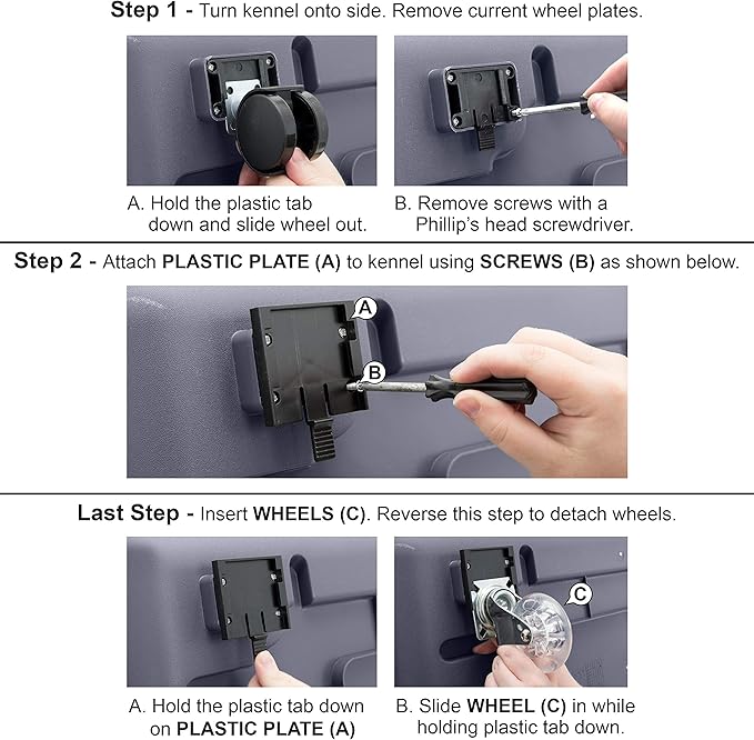 SportPet Designs Plastic Kennels Heavy Duty Wheels Replacement - Set of 4 (CM-10057-CS01)