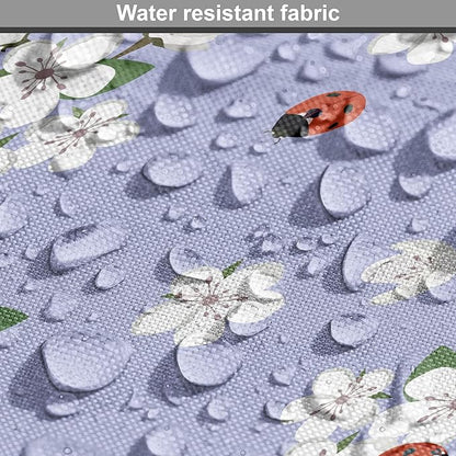 Ambesonne Floral Dog Crate Cover, Japanese Flowers Sakura Blossoms and Ladybugs on Soft Toned Background, Easy to Use Pet Kennel Cover for Cats & Medium Dogs, 24 Inch, Pale Ceil Blue White