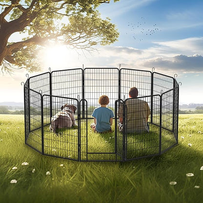 Metal Dog Playpen Outdoor, 40" Height 8 Panels Pet Kennel Crate for Puppy/Small/Medium Dogs, Heavy Duty Metal Playpen with Door, Indoor Portable Dog Fence Pet Exercise Pen for Yard RV Camping