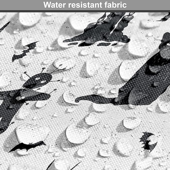 Lunarable Halloween Dog Crate Cover, Horror Pattern Tombstone Kitty Owl Voodoo Trick or Treat Pumpkin, Easy to Use Pet Kennel Cover for Small Dogs Puppies Kittens, 18 Inch, Grey Black Charcoal