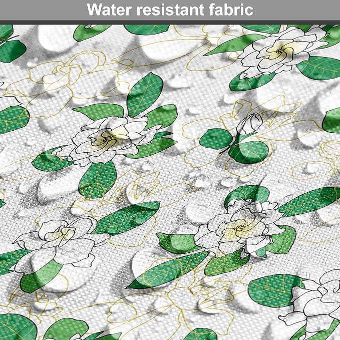 Lunarable Jasmine Dog Crate Cover, Gardenia Simplistic Romantic Flowers Continuous Pattern, Easy to Use Pet Kennel Cover for Medium Large Dogs, 48 Inch, Fern Green Pastel Yellow
