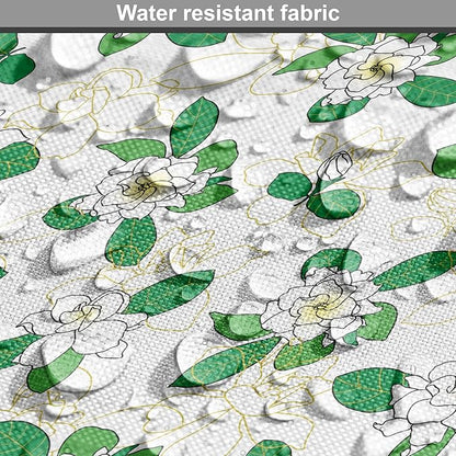 Lunarable Jasmine Dog Crate Cover, Gardenia Simplistic Romantic Flowers Continuous Pattern, Easy to Use Pet Kennel Cover for Medium Large Dogs, 48 Inch, Fern Green Pastel Yellow