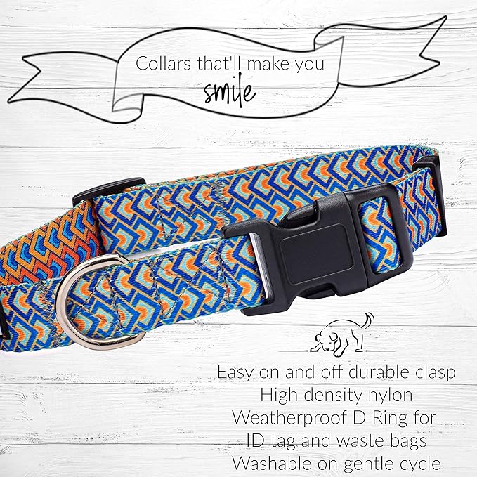 Lucky Love Dog, Bold Matching Dog Collar and Leash Set, Soft & Adjustable, Geometric Pattern Collar and Leash for Male Female Dogs - (Small, Murphy Combo)