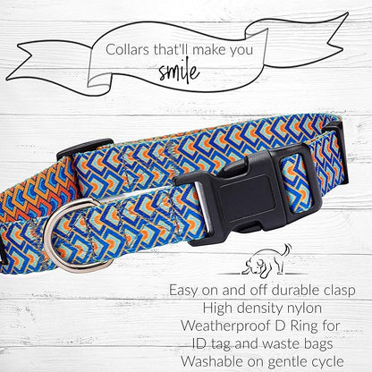 Lucky Love Dog, Bold Matching Dog Collar and Leash Set, Soft & Adjustable, Geometric Pattern Collar and Leash for Male Female Dogs - (Small, Murphy Combo)