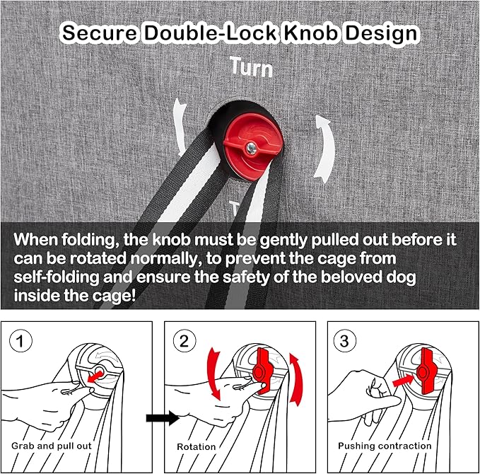 Travel Dog Crate - 37 Inch Collapsible Portable Foldable Crates for Large Dogs with Detachable Storage Bag, Removable Pad, and Mesh Windows for Outdoor & Indoor (Grey)
